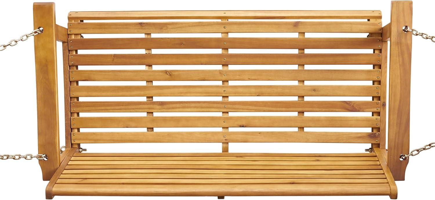 GDF Studio Viola Outdoor Acacia Wood Porch Swing, Teak