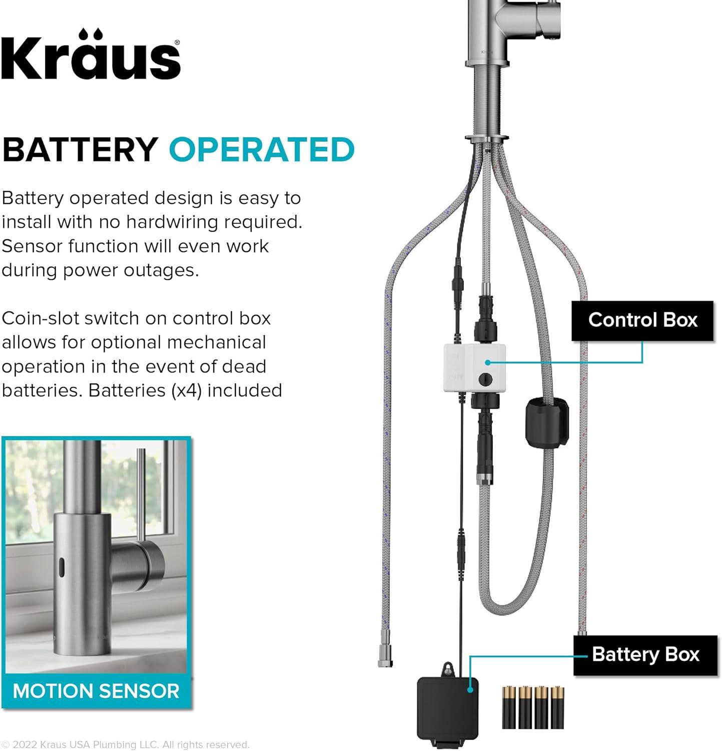 KRAUS Oletto Touchless Sensor Commercial Pull-Down Single Handle Kitchen Faucet with QuickDock Top Mount Assembly