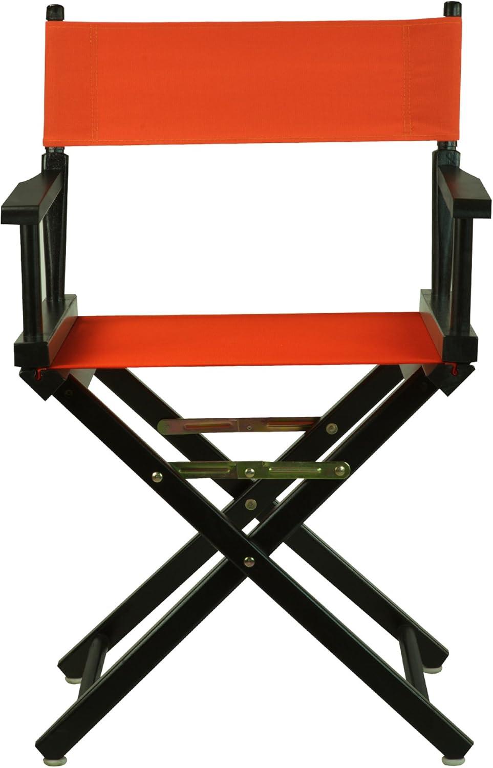 Portable Black Frame Director's Chair with Orange Canvas, 18"