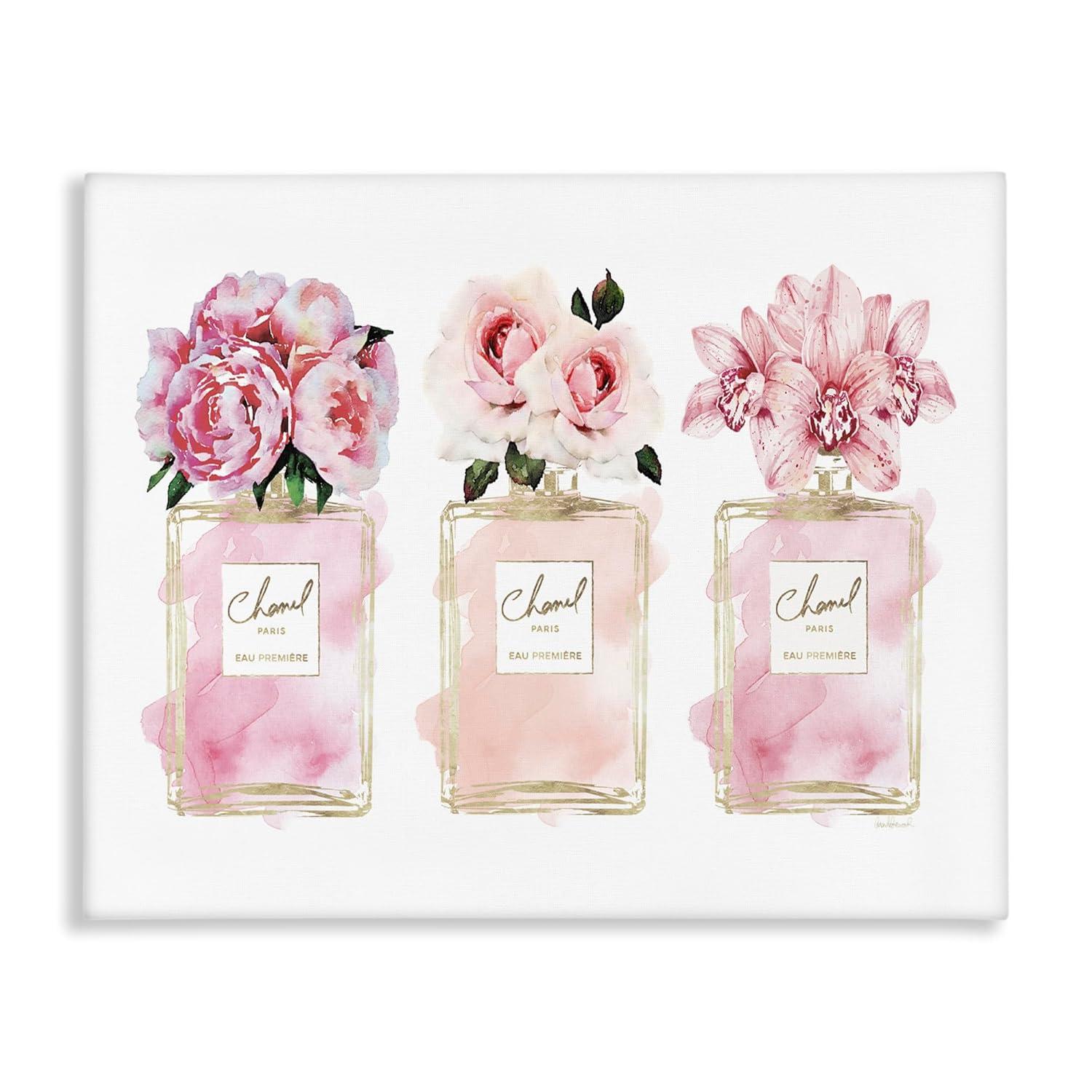 Stupell Industries Pink Flowers And Perfumes Glam Fashion Watercolor Design Canvas Wall Art by Amanda Greenwood