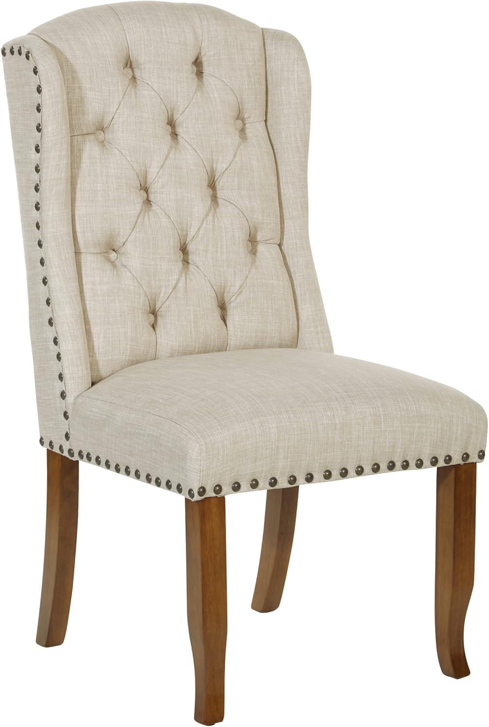 Elegant Linen Upholstered Parsons Side Chair with Wood Legs