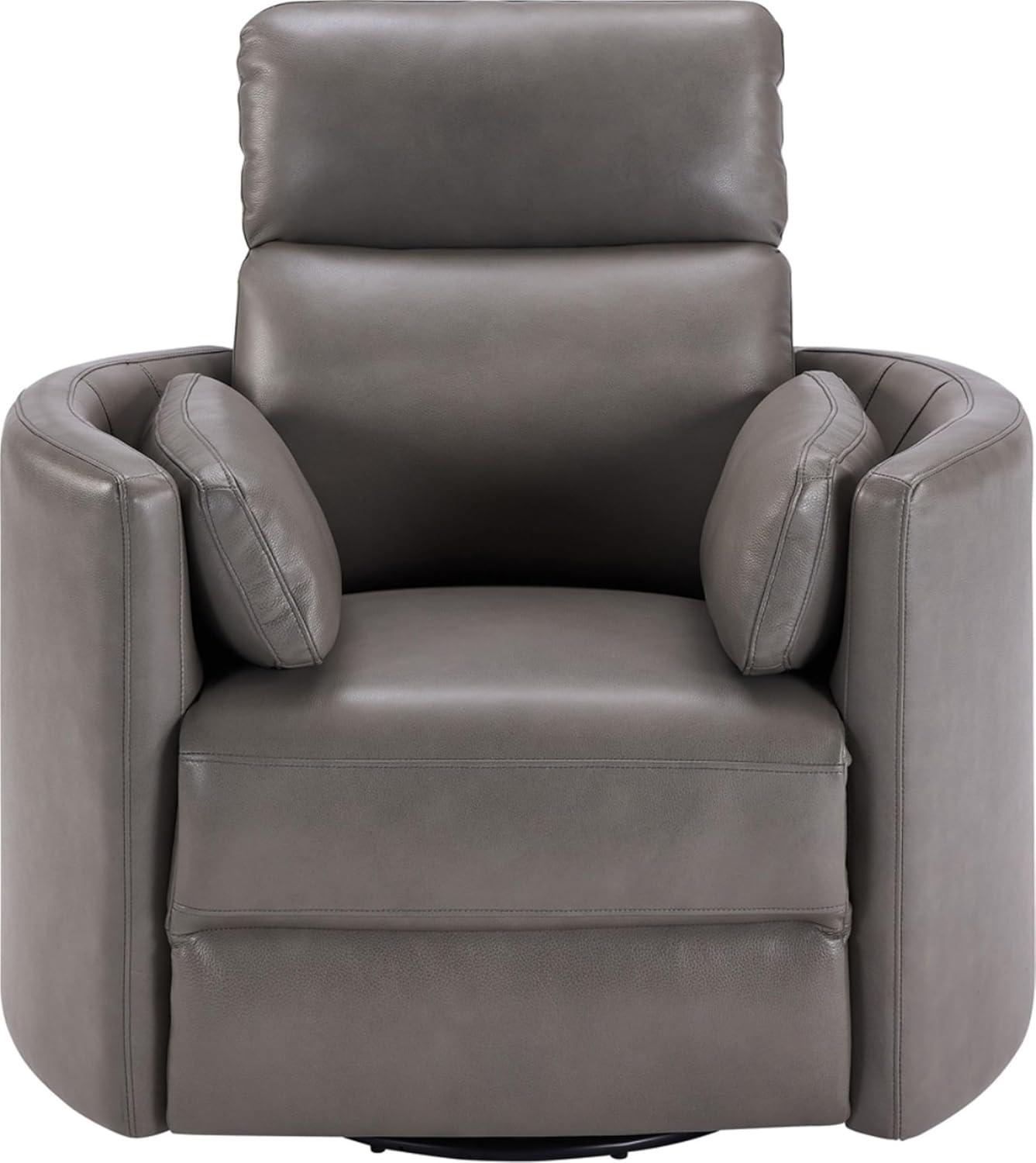 Florence Heron Leather Swivel Wood Recliner