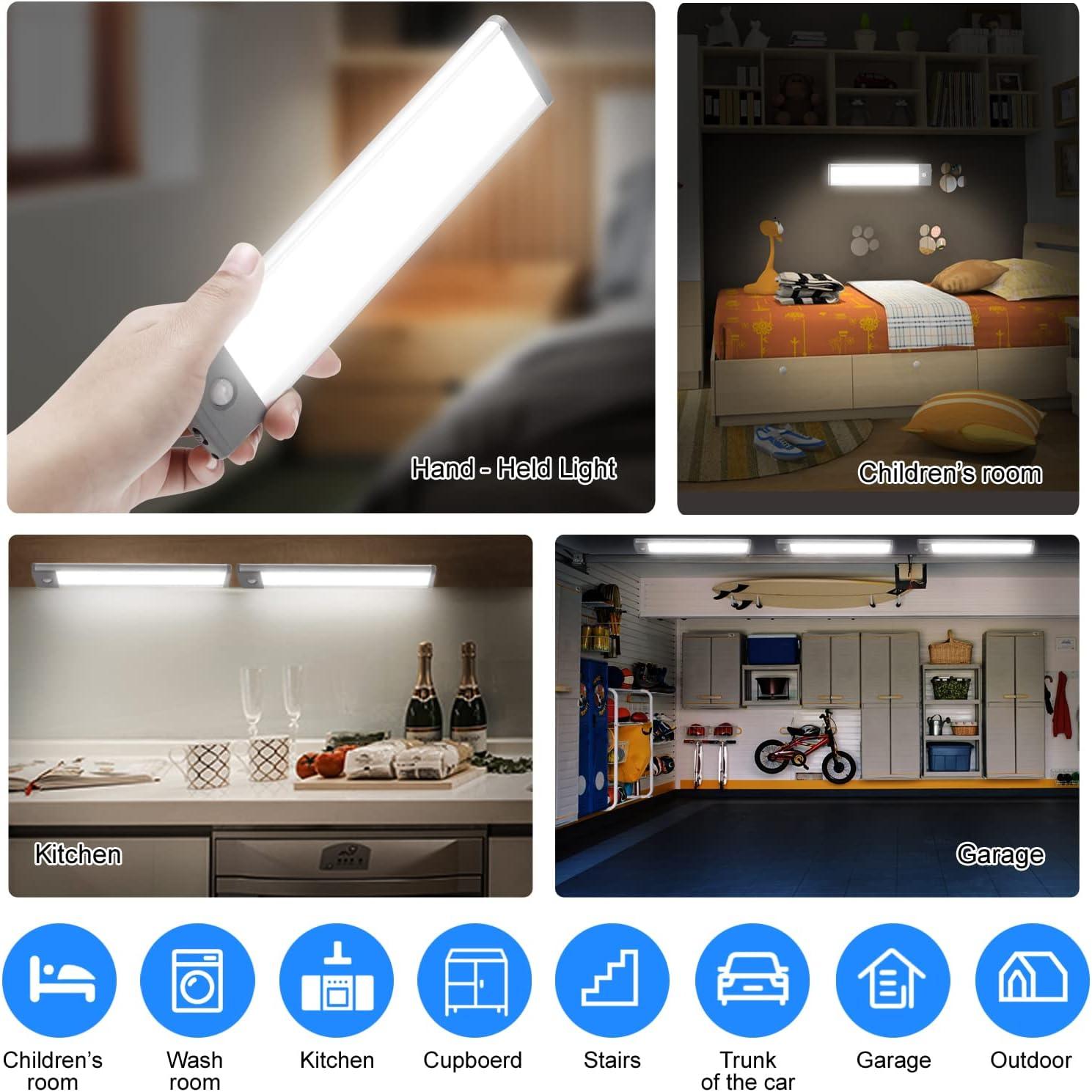 LEPOTEC 2022 30 LED Under Counter Closet Lighting, Pantry Light, LED Motion Sensor Cabinet Light Battery Powered Operated Light 2500mah Rechargeable Wireless Motion Sensor Closet Light