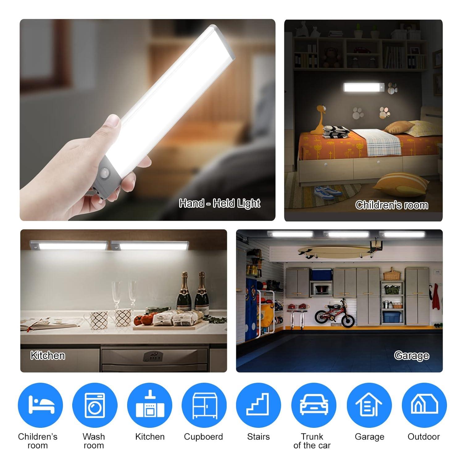 LEPOTEC 2022 30 LED Under Counter Closet Lighting, Pantry Light, LED Motion Sensor Cabinet Light Battery Powered Operated Light 2500mah Rechargeable Wireless Motion Sensor Closet Light