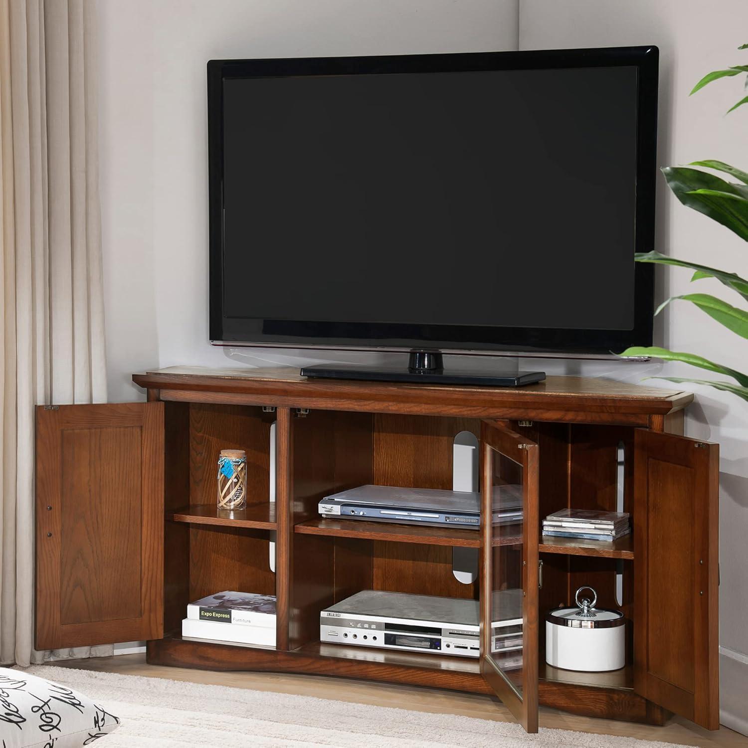 Mission Corner TV Stand with Three Doors in Mission Oak, 46-Inch