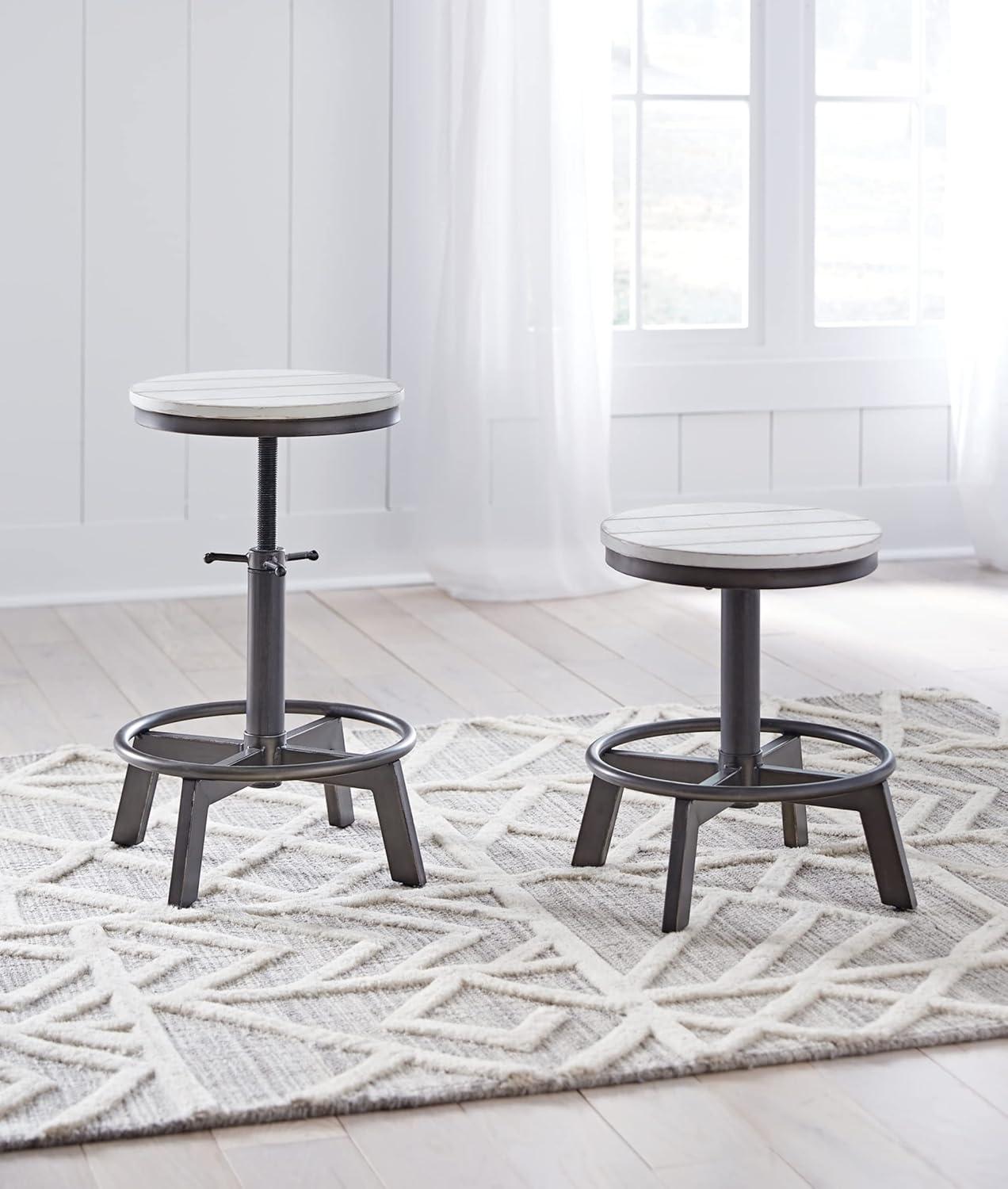 Signature Design by Ashley Furniture Torjin Swivel Barstool, Set of 2, Vintage White