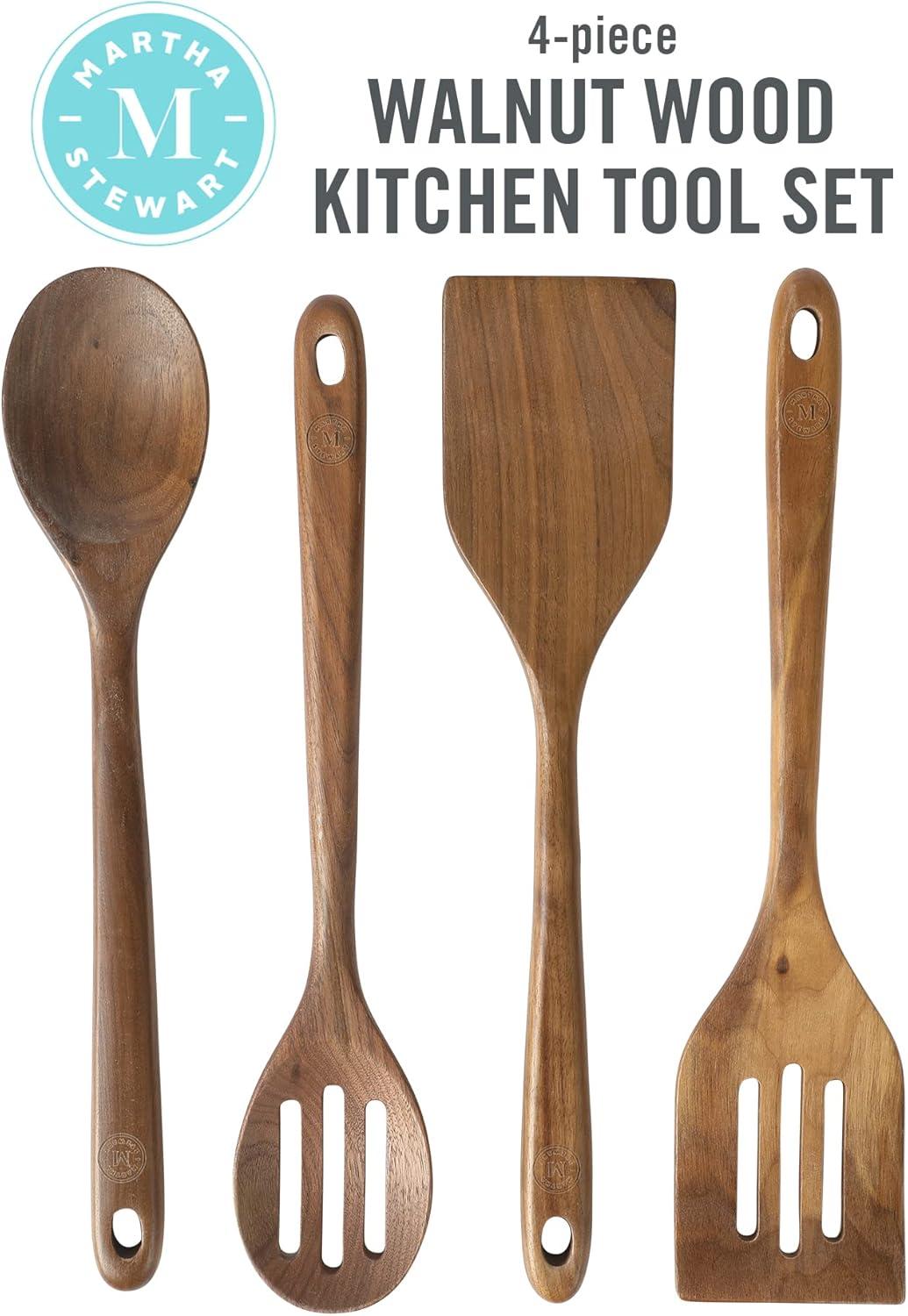 Martha Stewart Bainford 4-Piece Wooden Kitchen Tool Set - Olive