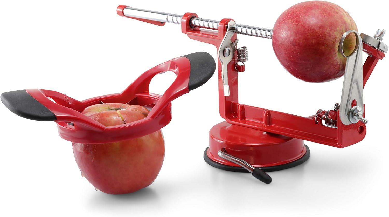 Perfect Peel Apple Peeler - Easy Clean Removable Commercial Grade Blade - Corer, Red - Apple Corer and Peeler