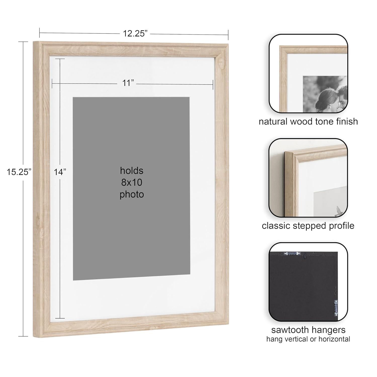 Kate & Laurel All Things Decor (Set of 4) 11"x14" Matted to 8"x10" Adlynn Rectangle Picture Frames Natural