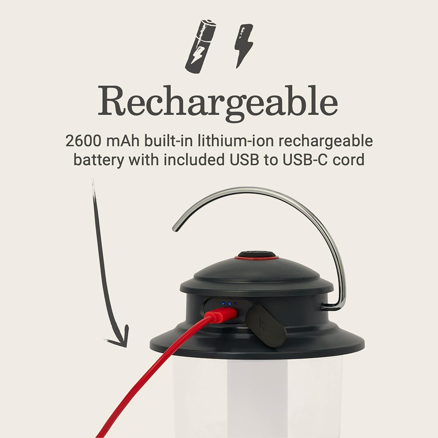 Rechargeable Black Metal-Inspired LED Lantern, 400 Lumens