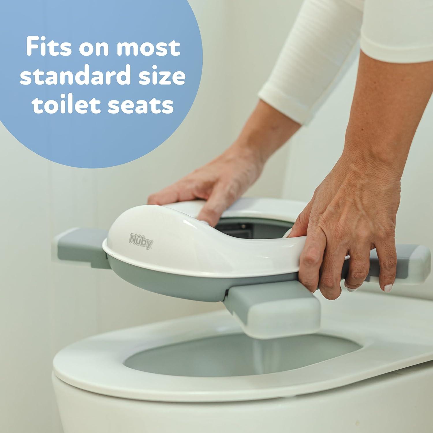 Nuby Portable Potty and Toilet Training Seat with Disposable Bags and Travel Bag, Gray/White