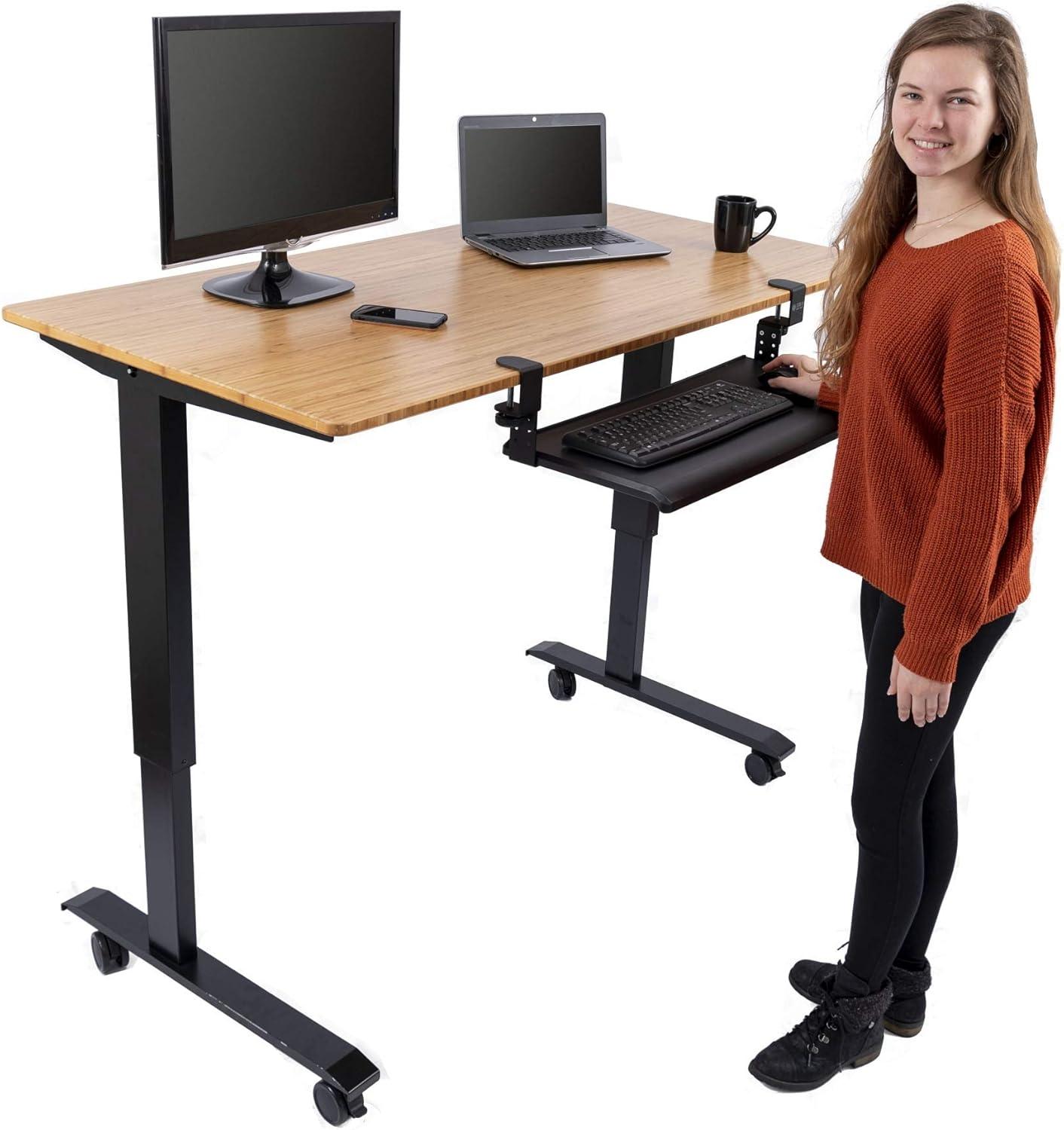 Stand Up Desk Store Clamp-On Retractable Adjustable Keyboard Tray / Under Desk Keyboard Tray | Increase Comfort And Usable Desk Space | For Desks Up To 1.5"