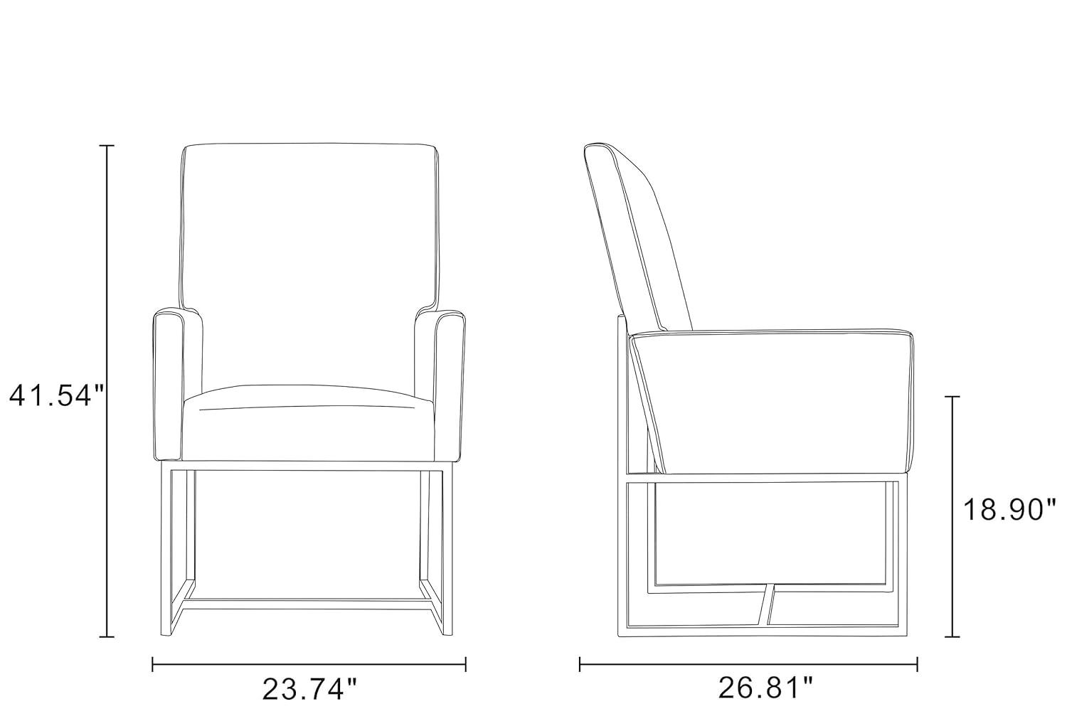 Element Velvet Dining Armchair Gray: High-Back, Stainless Steel Frame - Manhattan Comfort
