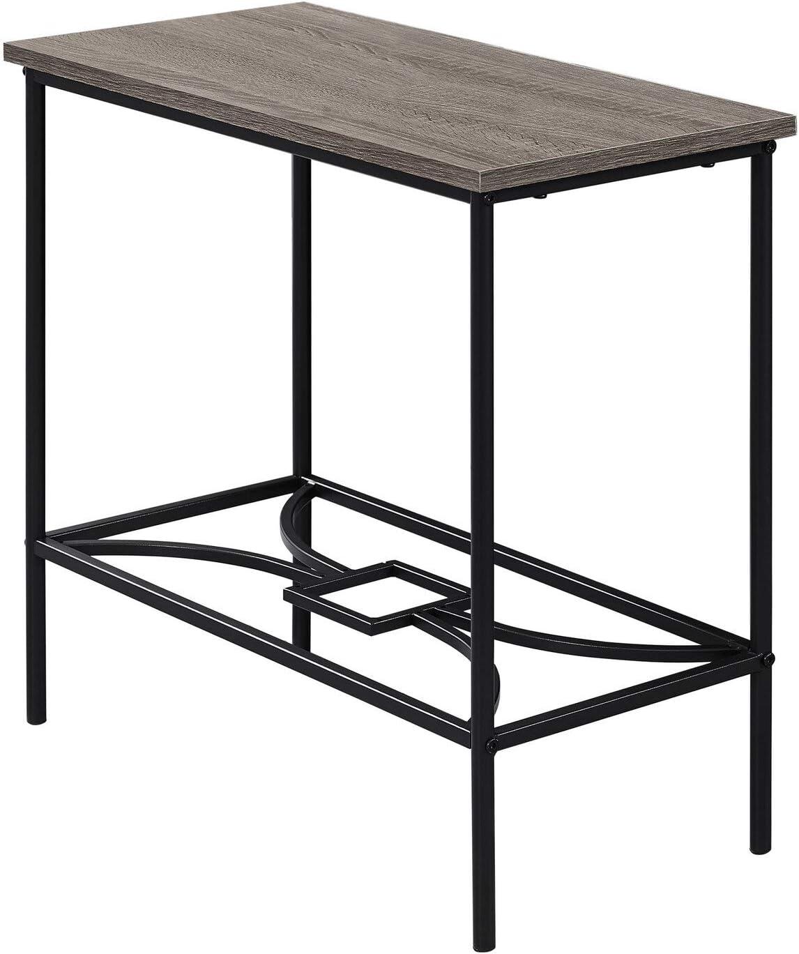 Contemporary Black Metal & Dark Taupe Wood Side Table