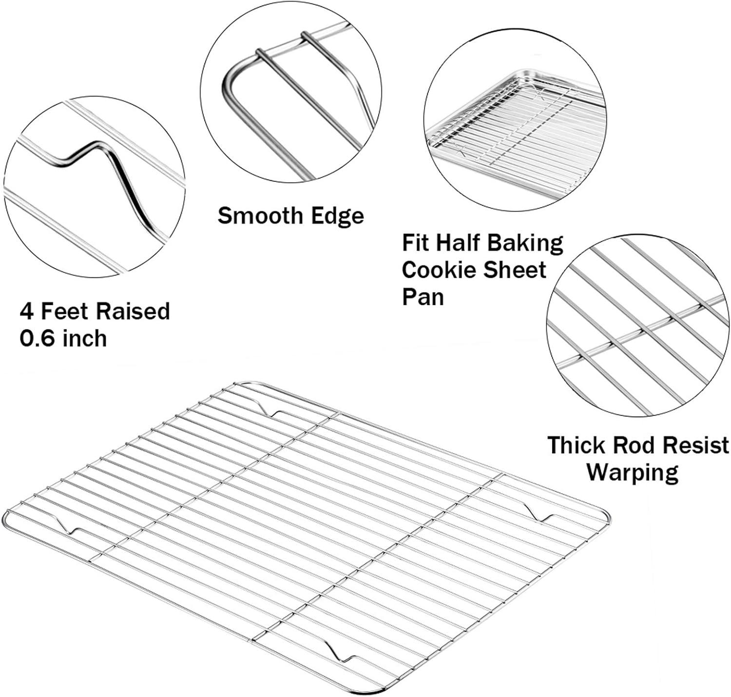 P&P CHEF Baking Sheet and Rack Set, 6 PACK (3 Sheets 3 Racks), Stainless Steel Baking Cookie Sheets Pans with Cooling Rack for Baking and Roasting, Oven & Dishwasher Safe 16"+12.5"+9" (3 Pans+3 Racks)