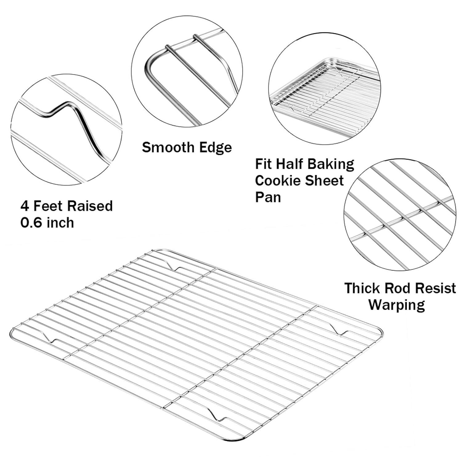 P&P CHEF Baking Sheet and Rack Set, 6 PACK (3 Sheets 3 Racks), Stainless Steel Baking Cookie Sheets Pans with Cooling Rack for Baking and Roasting, Oven & Dishwasher Safe 16"+12.5"+9" (3 Pans+3 Racks)