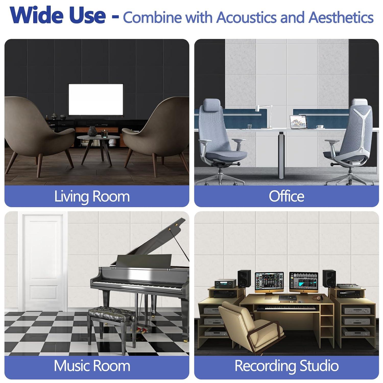 Kuchoow 12 Packs Acoustic Panels Noise Cancelling Sound Proof Foam Panels For Walls 12x12x0.4'' Acoustic Wall Panels