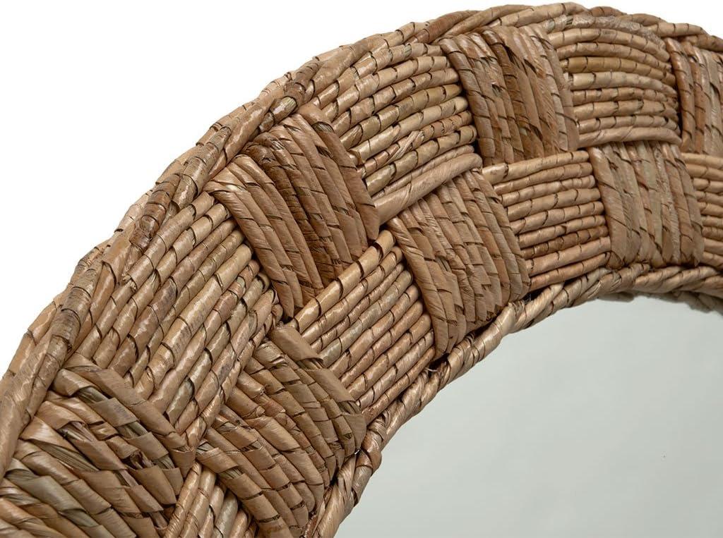DaiZuY Round Rope Wall Mirror, Chequered, Beige/Natural