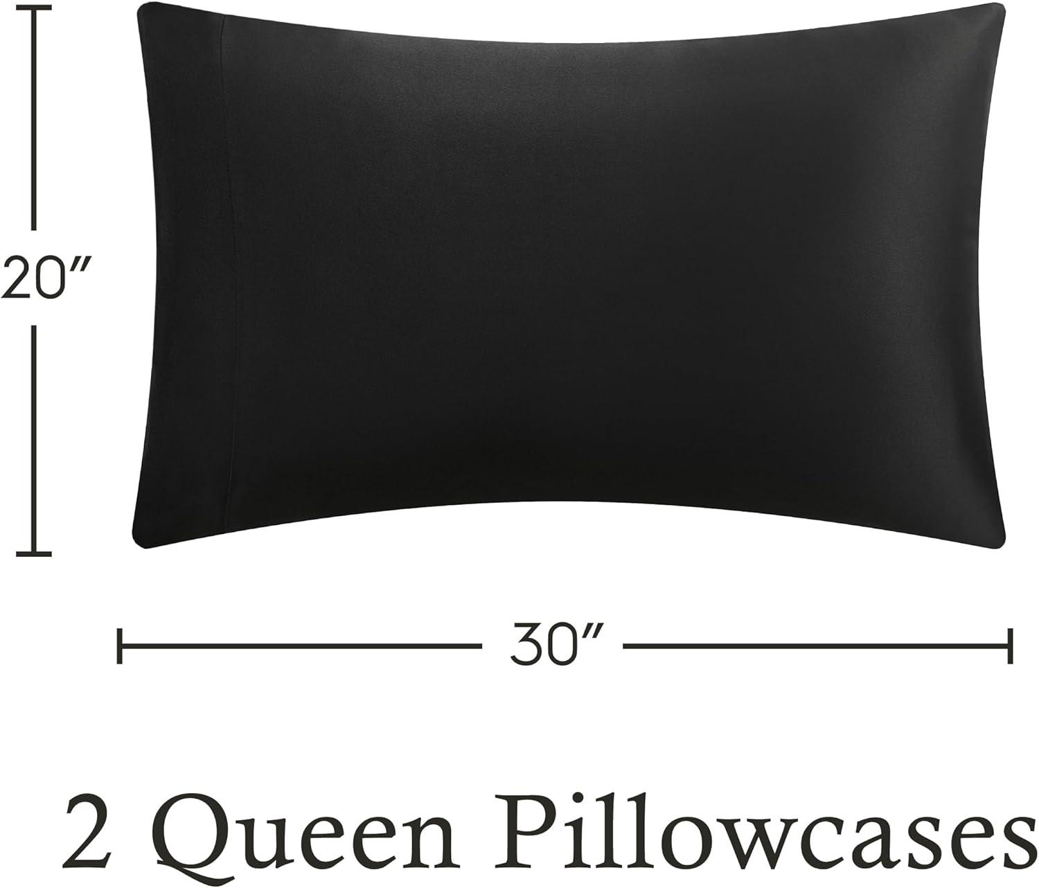 Luxurious Black Satin Standard/Queen Pillowcase Set