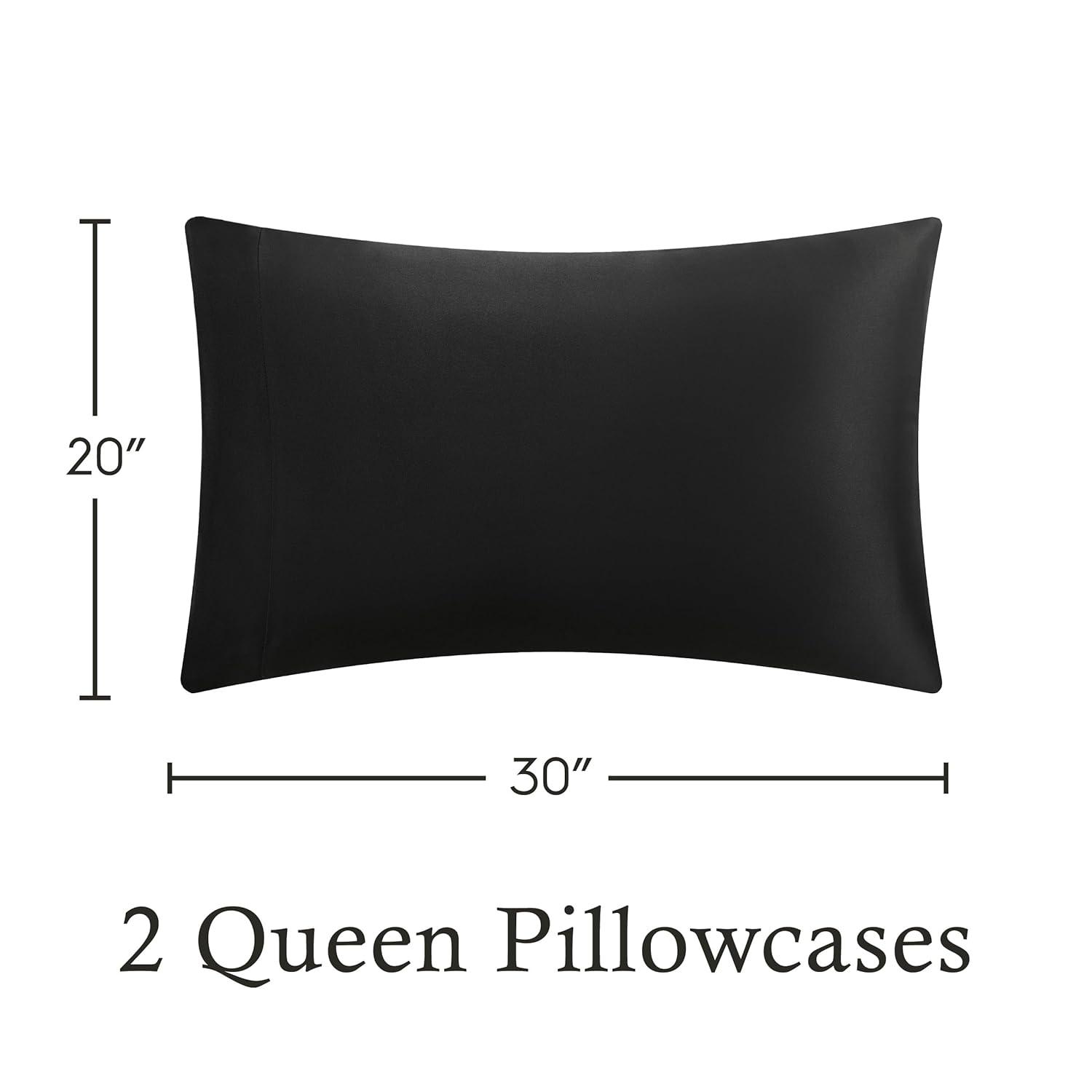 Luxurious Black Satin Standard/Queen Pillowcase Set
