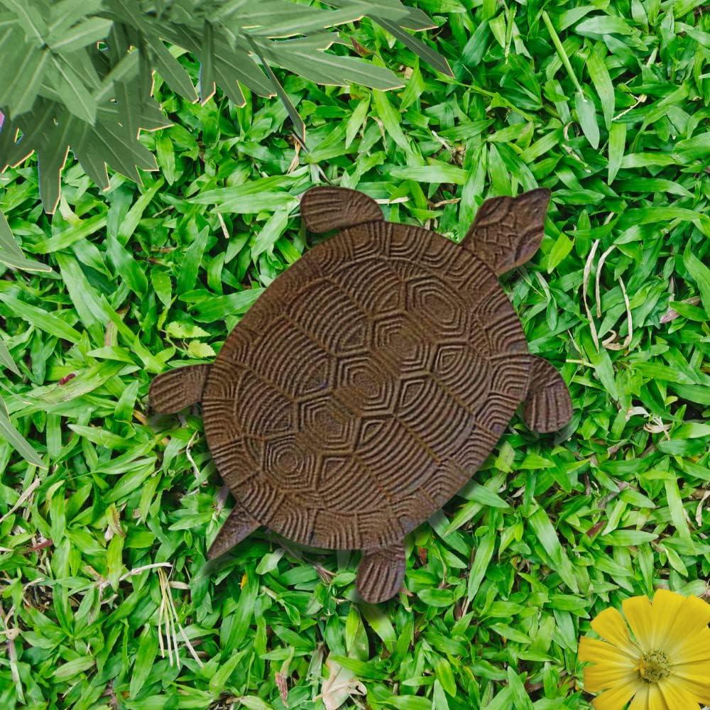 Distressed Brown Cast Iron Turtle Garden Stepping Stone