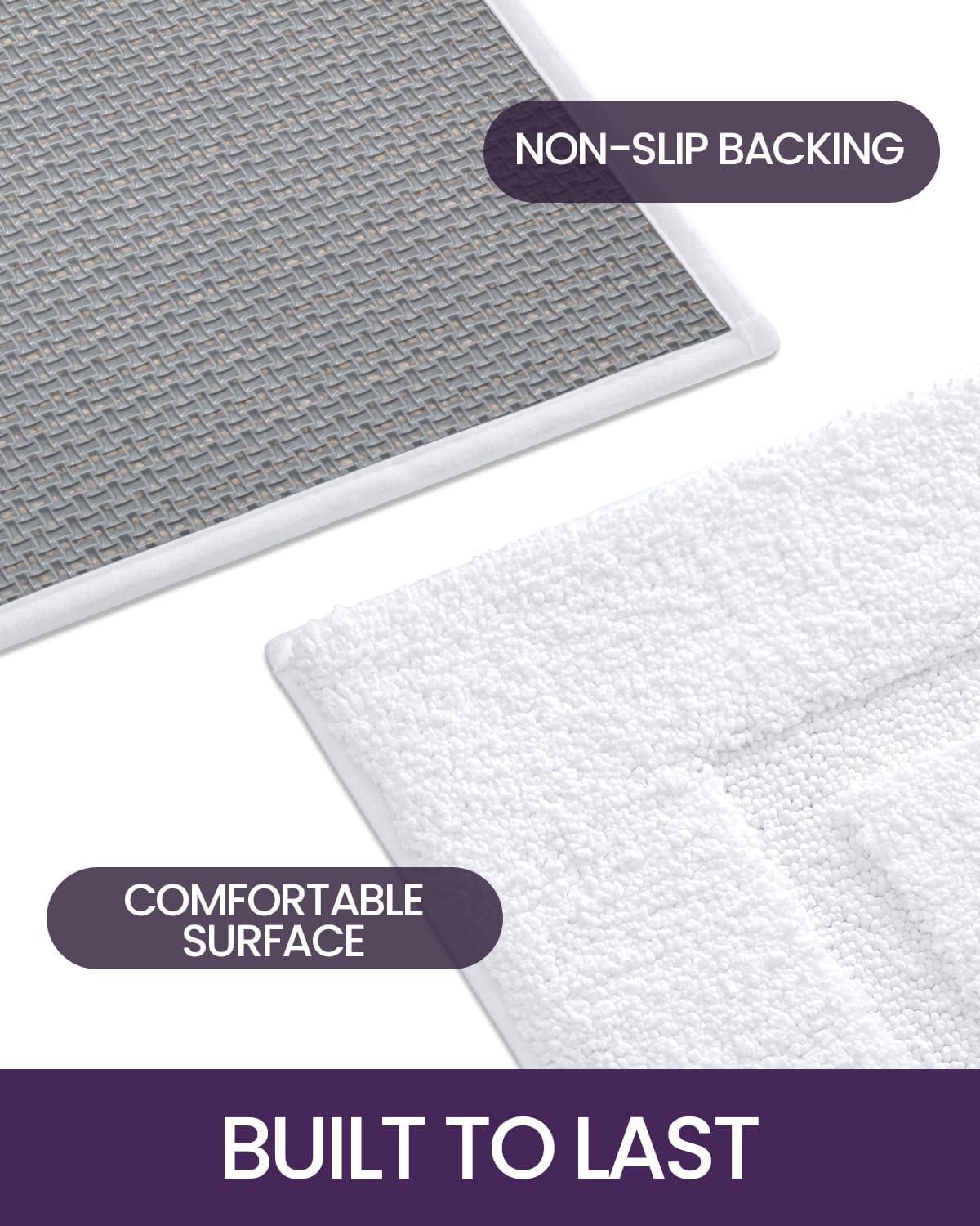 OEAKAY Bathroom Rug, Super Absorbent Bathroom Mat and Rug, Premium Microfiber Shag Bath Rug, Non-Slip Bath Mat for Bathroom Floor Machine Washable (24"x16", White)