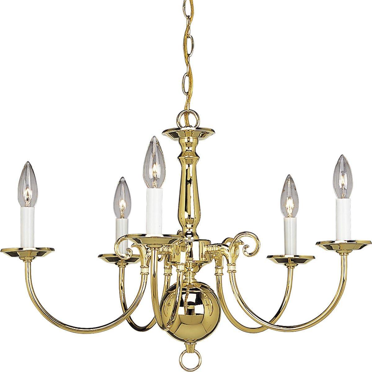Americana Collection Five-Light Antique Bronze Ivory Candle Traditional Chandelier Light