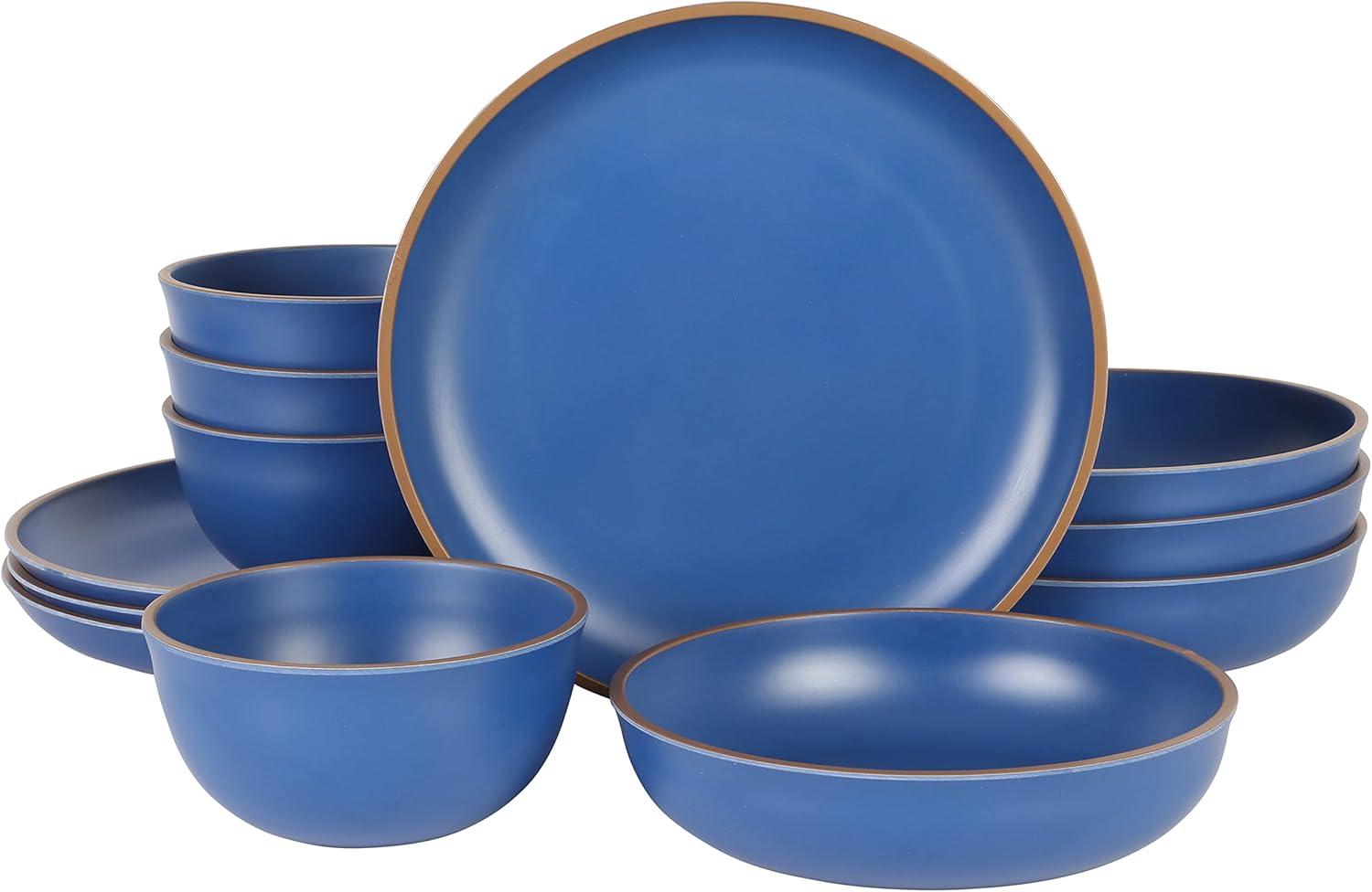 Gibson Home Rockabye 12 Piece Double Bowl Melamine Dinnerware Set