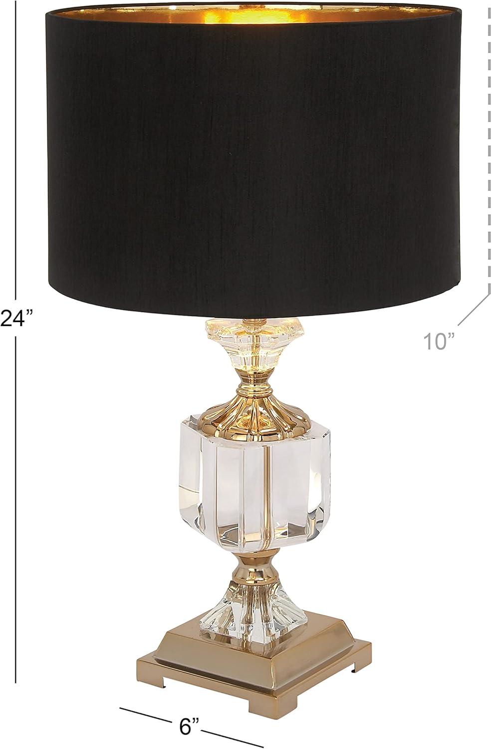 Crystal Table Lamp with Drum Shade Gold - Olivia & May: Faux Silk Shade, No Assembly, Modern Decor