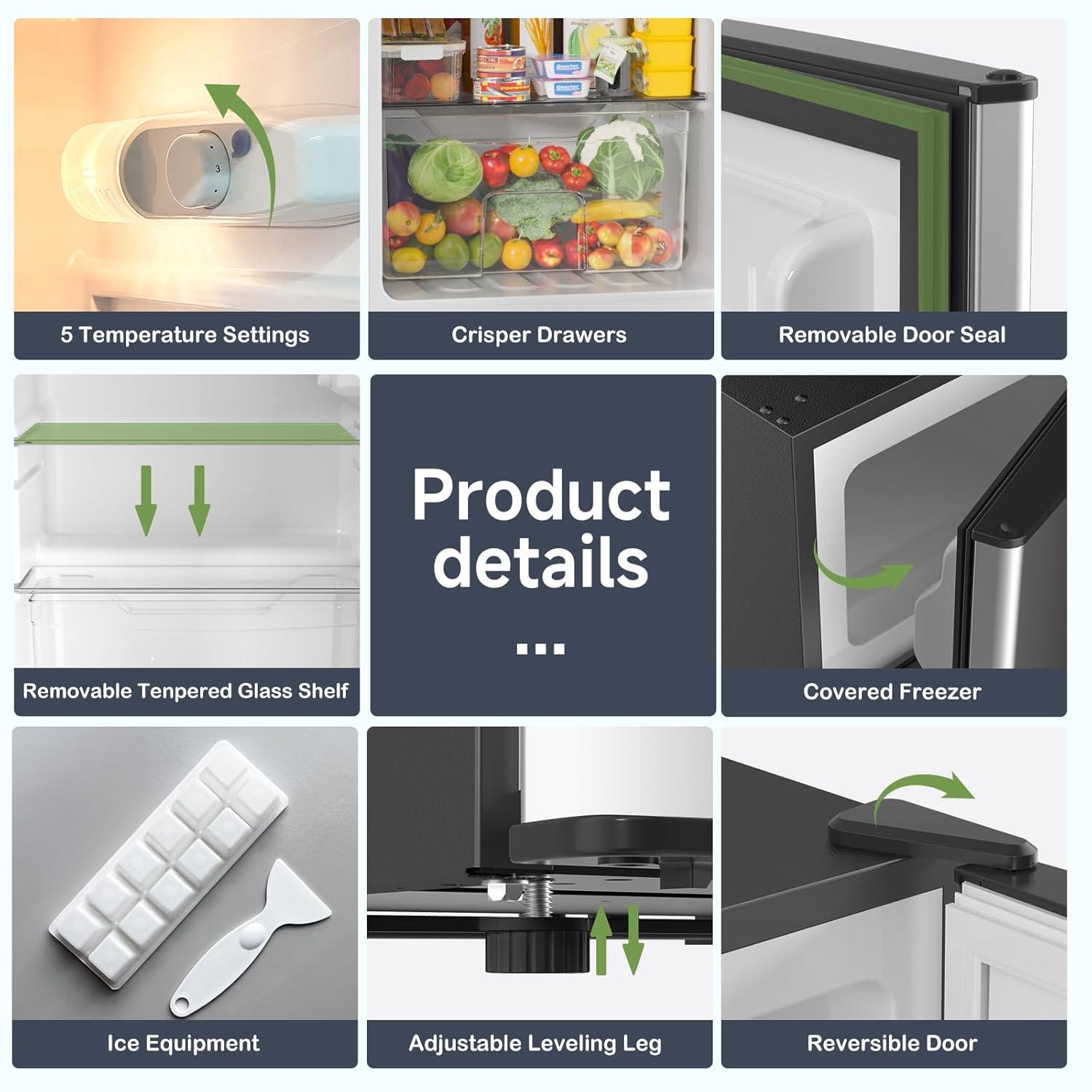 BANGSON BANGSON 3.2 CU.FT, 2 Door Small Refrigerator with Freezer US-BSR-201