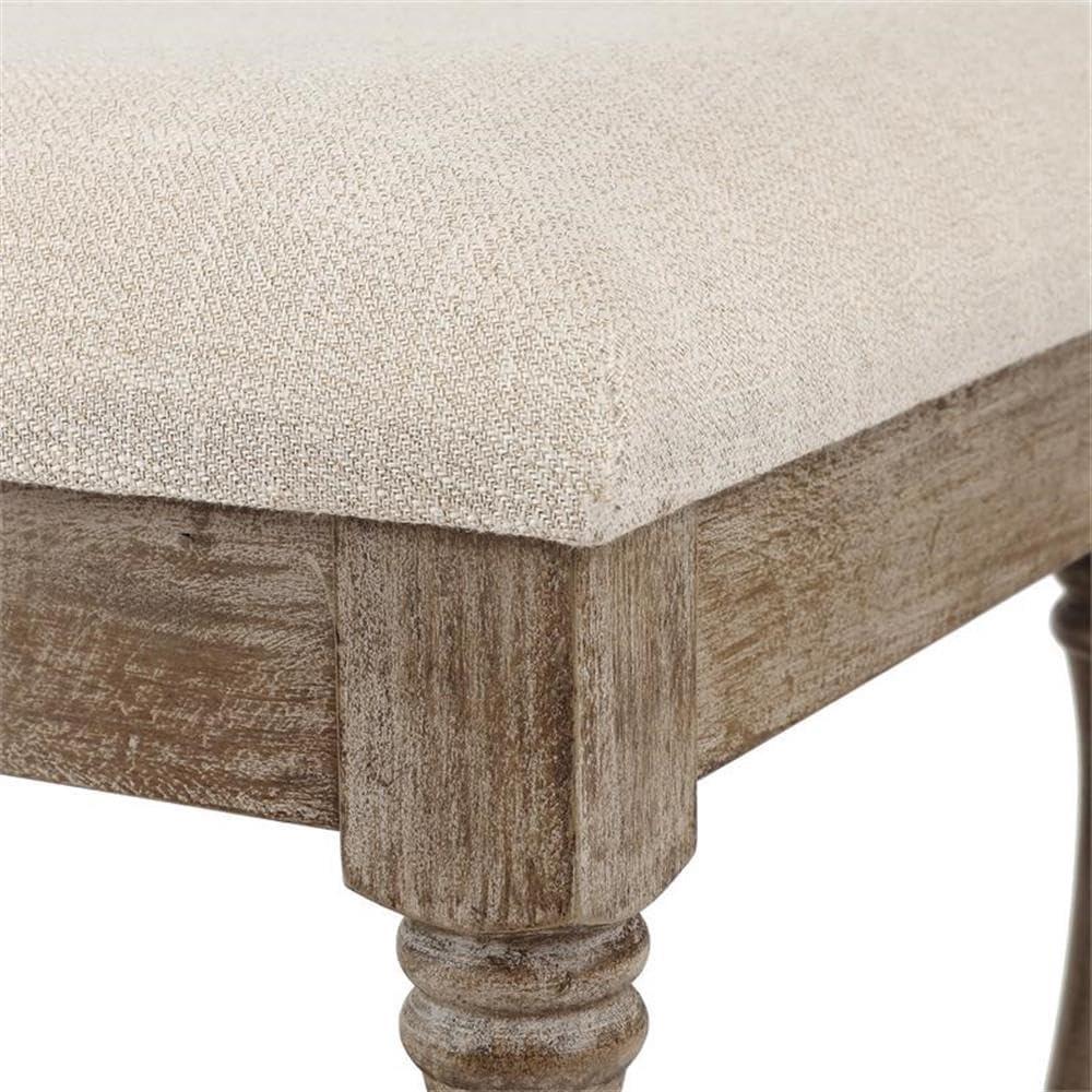 LuxenHome Upholstered Beige Linen Entryway and Bedroom Bench