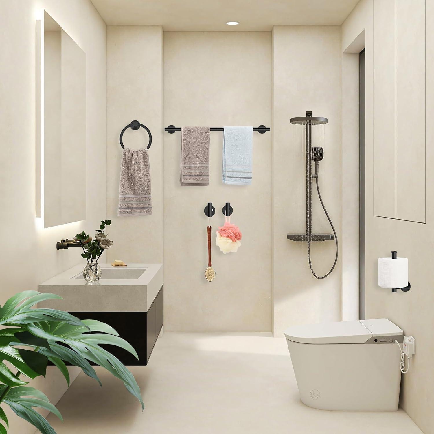 Matte Black Stainless Steel 4-Piece Bathroom Hardware Set