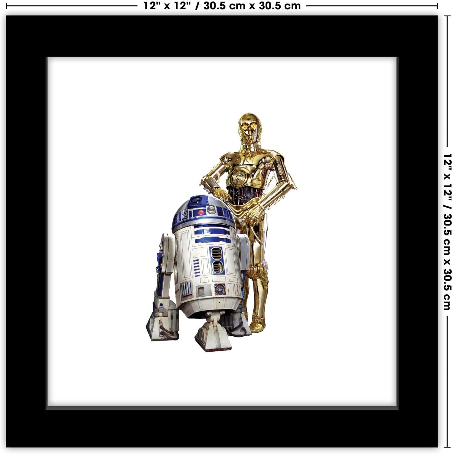 Gallery Pops Star Wars: Saga - R2-D2 and C-3PO Wall Art, Black Framed Version, 12" x 12"