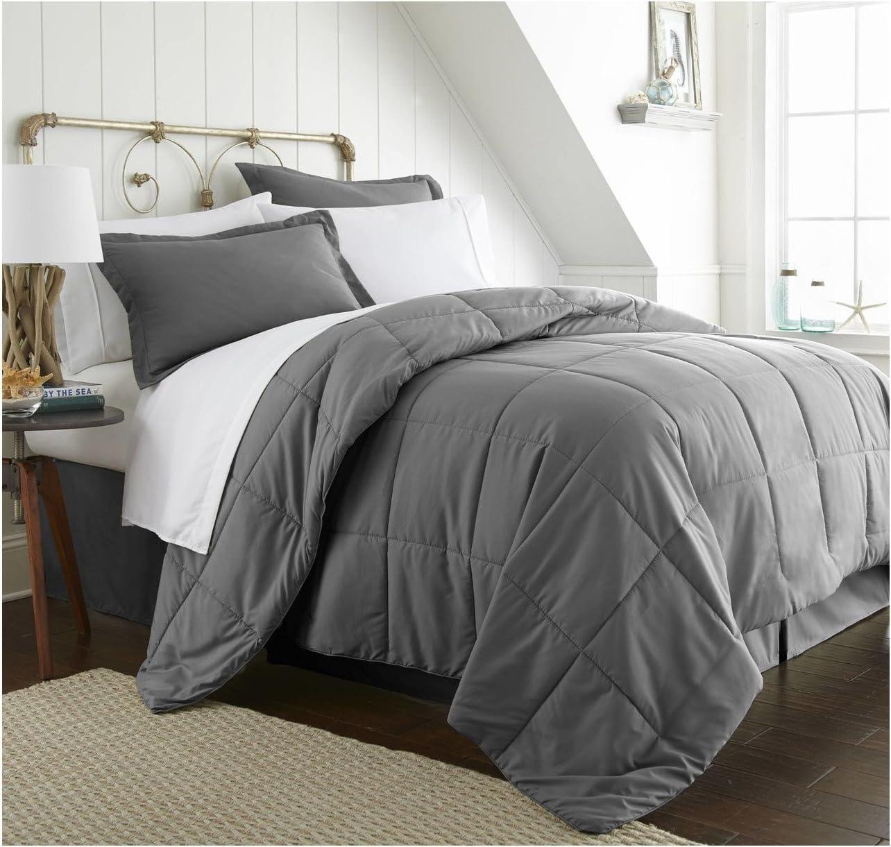 Gray Twin Down Alternative Microfiber Bed in a Bag Set