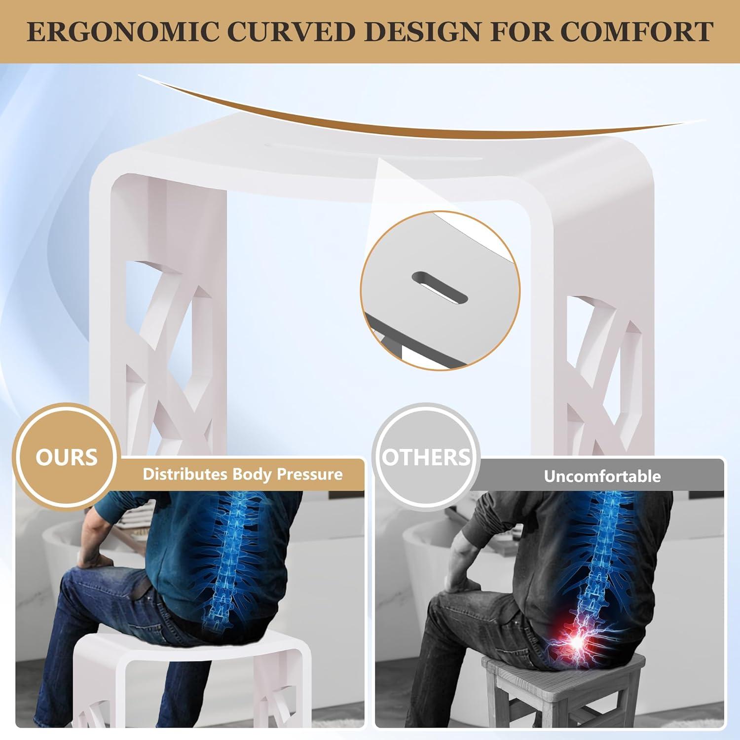 Casainc Riverside Freestanding Solid Surface Bathroom Shower Stool