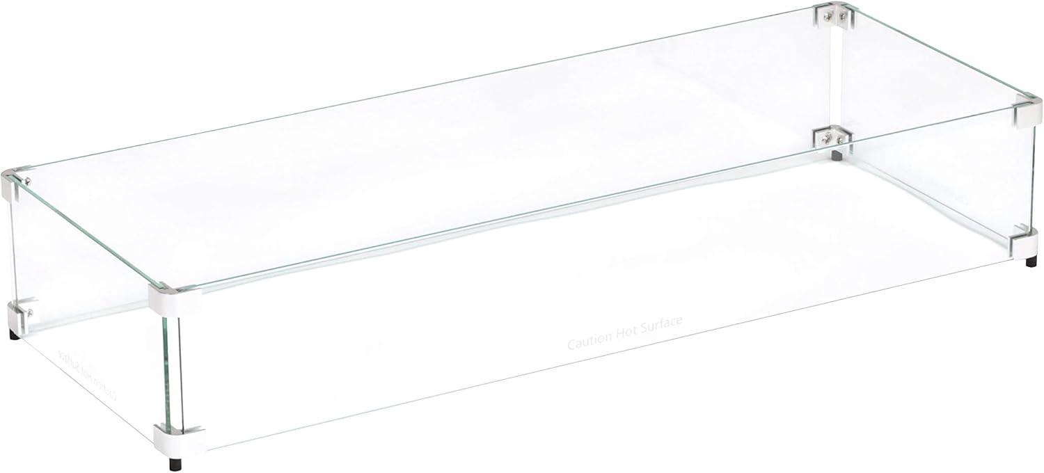 Celestial Fire Glass Rectangle Fire Pit Wind Guard