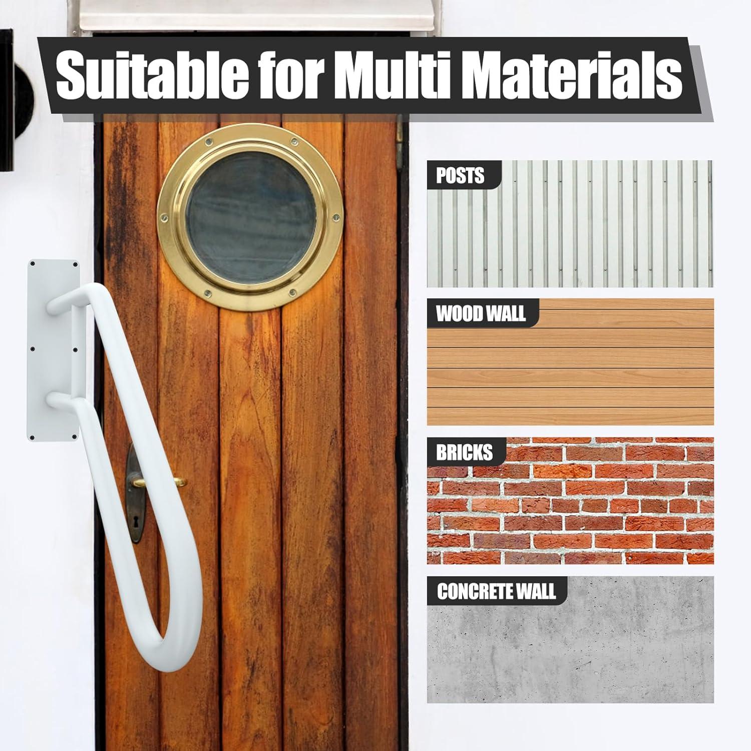 28.7” Safety Grab Bars for Stairs, Handrail for Outdoor Steps, U-Shaped Railings for 1-3 Steps, Stainless Steel Garage Railing for Garden,Yard Garage Interior or Exterior Stairway,White