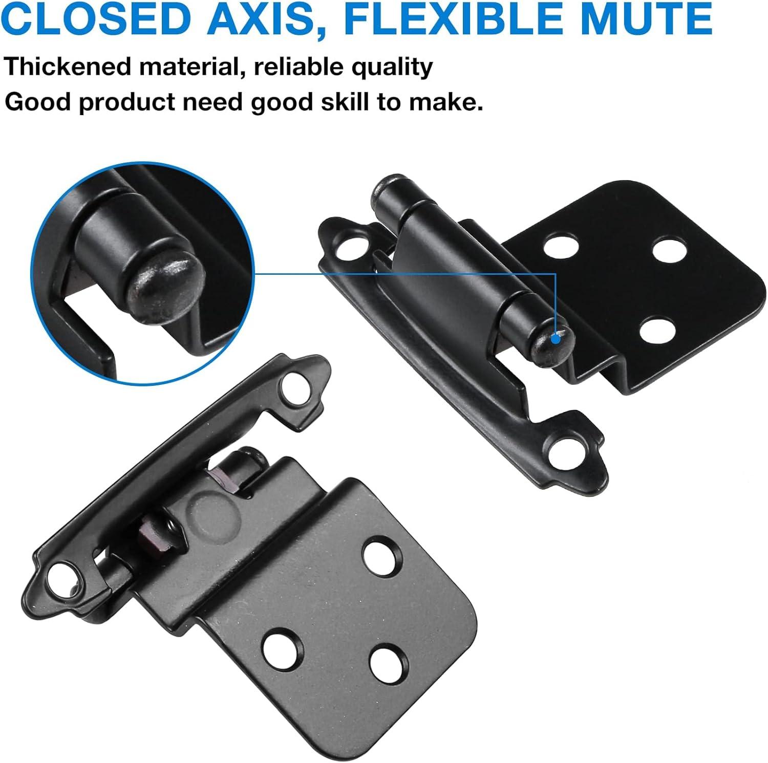 Matte Black Self-Closing Inset Cabinet Hinges with Screws