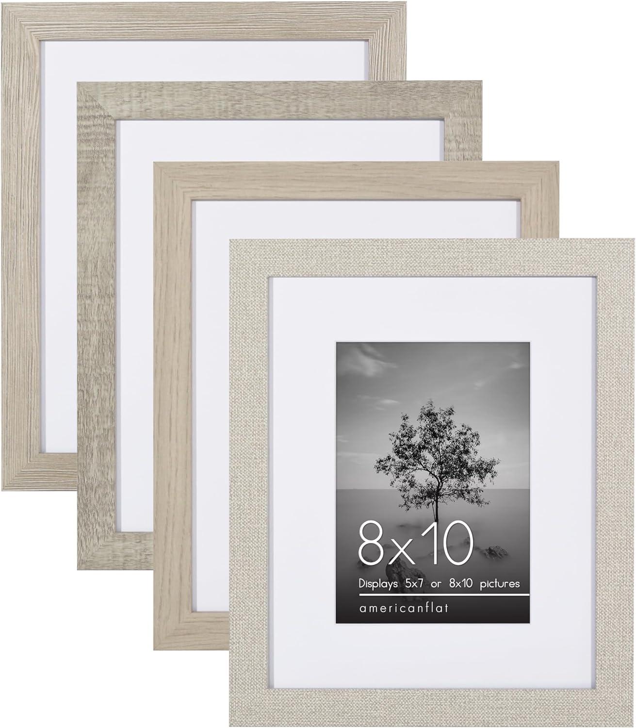 Rustic Farmhouse 8x10 Picture Frame Set with Mat - 4 Pack