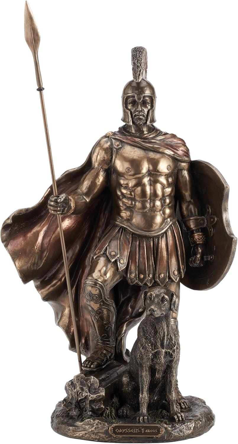 Antique Bronze Finish Odysseus and Argos Metal Statue