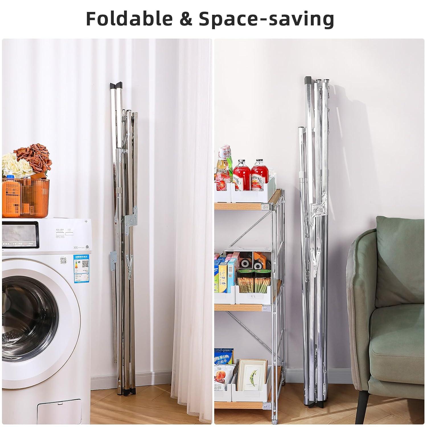 funest Drying Rack Clothing, 79 Inches Adjustble & Foldable Laundry Drying Rack, Heavy Duty Stainless Steel Clothes Drying Rack with 20 Hooks, 12 Clips, Suitable for Indoor, Outdoor and Balcony