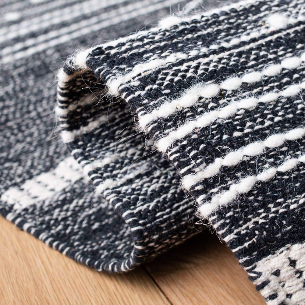 Striped Kilim STK521 Hand Woven Area Rug - Black/Ivory - 3'x5' - Safavieh.