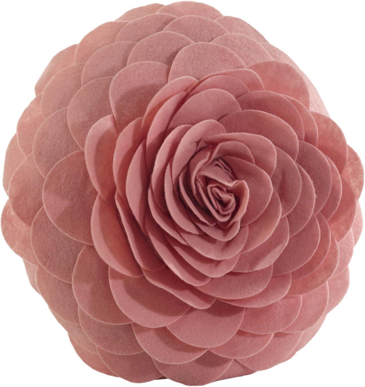 Pink Round Flower Throw Pillow with Textured Design