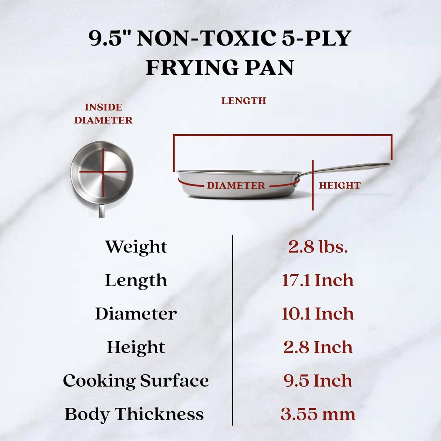 Alva Alva Maestro Premium 5-Ply Stainless Steel Frying Pan - Polished Stainless Steel