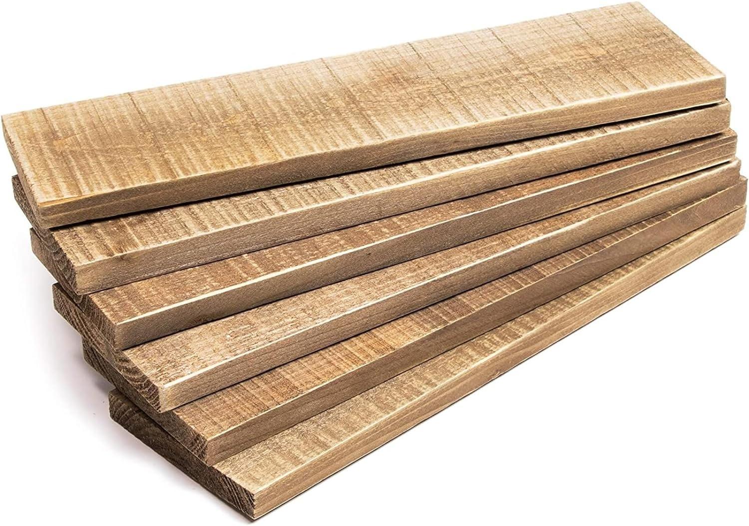 Bright Creations 6 Pack Rustic Style Weathered Reclaimed Wood Bundle for Arts and Crafts (3.5 x 12 x 0.5 in)
