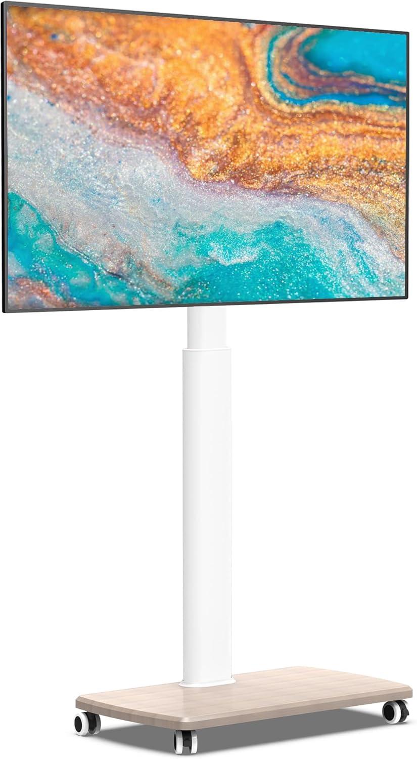 MASTER CRAFT WINDOW AND DOOR Rolling TV Stand For 32 To 65 70 Inch Tvs, Portable Mobile TV Cart On Wheels, Tall Universal TV Floor Stands With Swivel Mount, Fit Corner, Bedroom, Living Room, Small Dorm