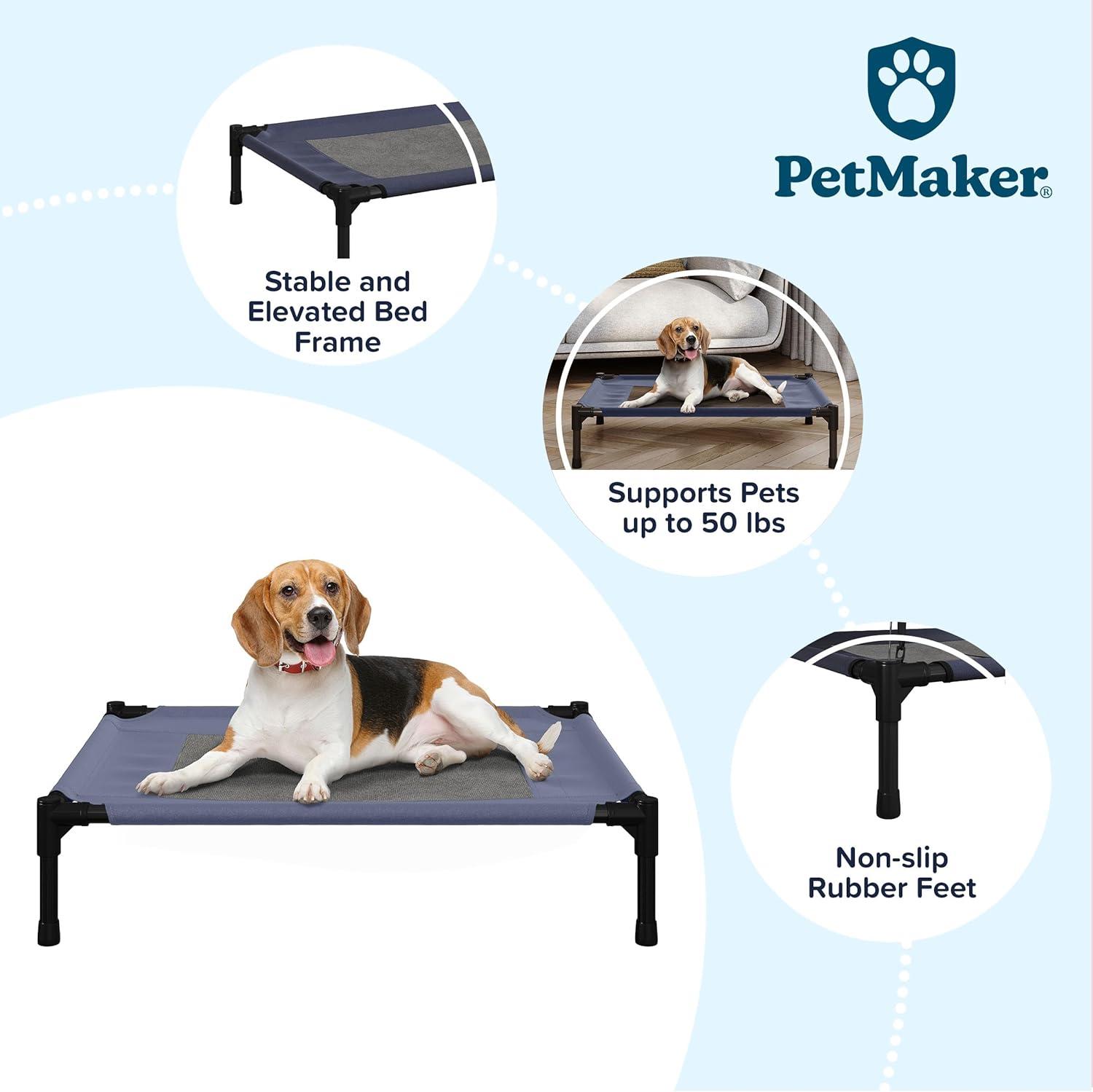 Pet Adobe Portable Raised Cot Style Pet Bed - Navy Blue