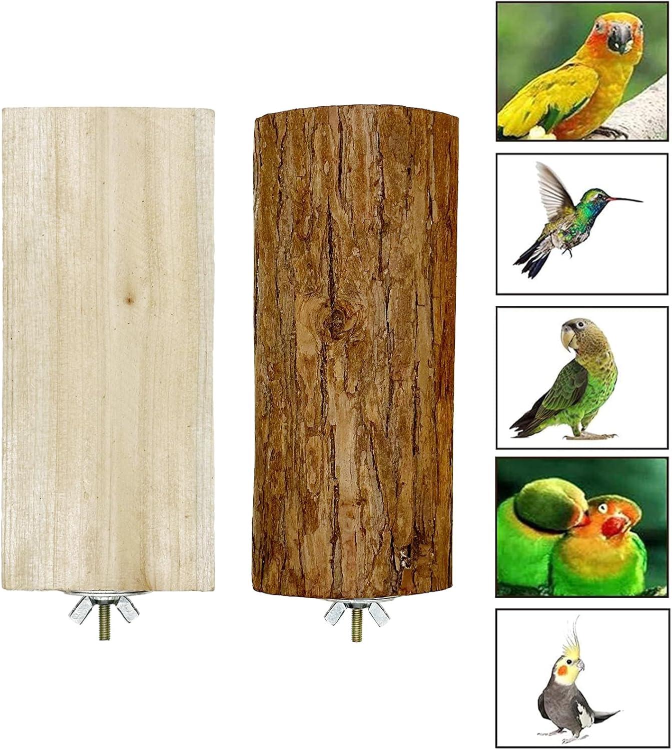 Allazone Natural Wooden Bird Perch Stand for Cage, Parrot Platform, Bird Perch Toy for Small Animals, Cockatiels, Parakeets, Finches