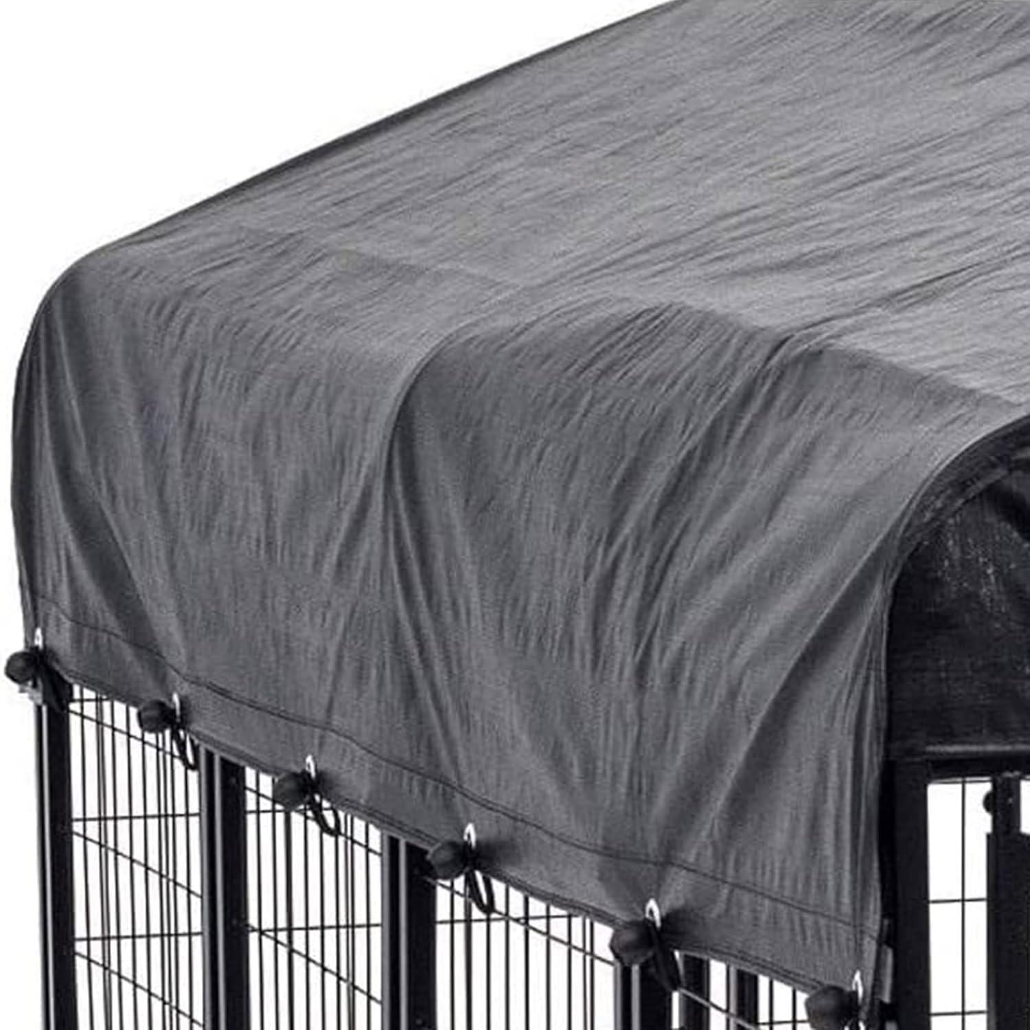 Lucky Dog 8ft x 4ft x 6ft Large Outdoor Dog Kennel Playpen Crate with Heavy Duty Welded Wire Frame and Waterproof Canopy Cover, Black (2 Pack)