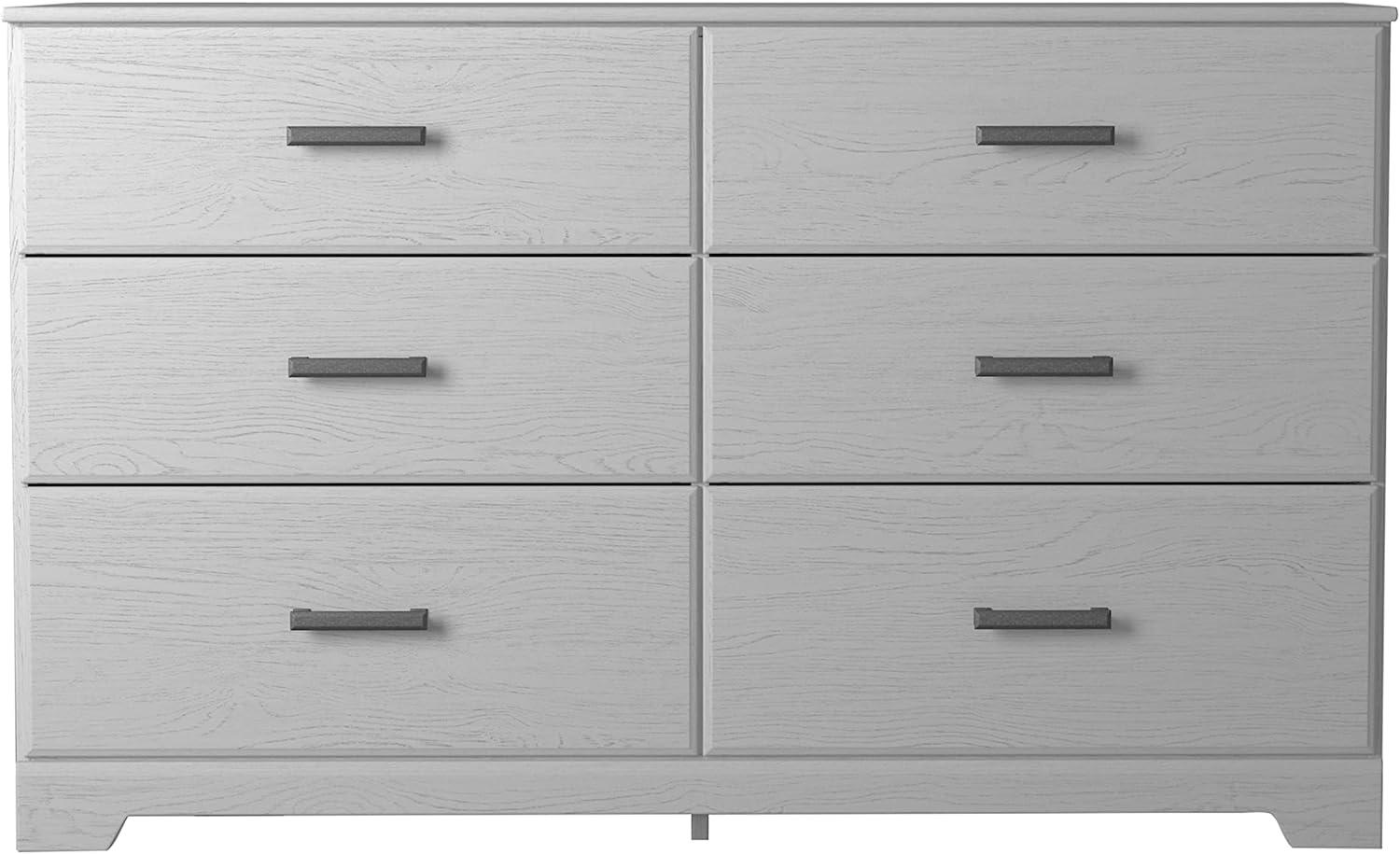 White 6-Drawer Dresser with Pewter Handles